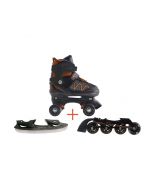 Patins à roulettes transformables en patins à roues alignées et patins à glace 3 en 1 FLEXWHEEL orange taille M (de 34 à 37) NEXTREME